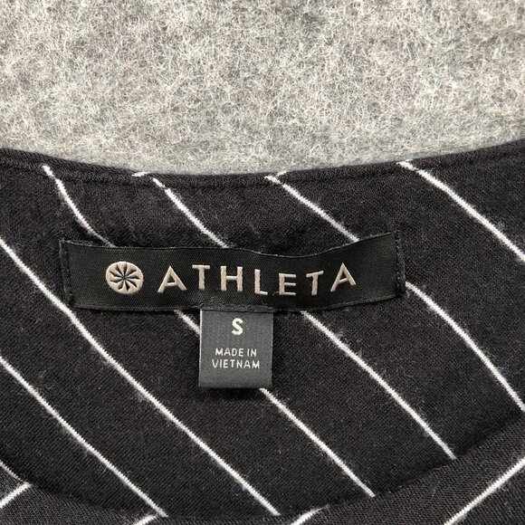 Athleta Santorini Sleeveless Dress S Black White Stripe Knee Length Athletic - Picture 5 of 8